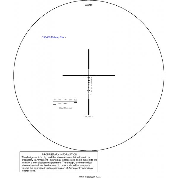 7.62 (CX5456 ballistic reticle) w/ integral A.R.M.S. Picatinny mount
